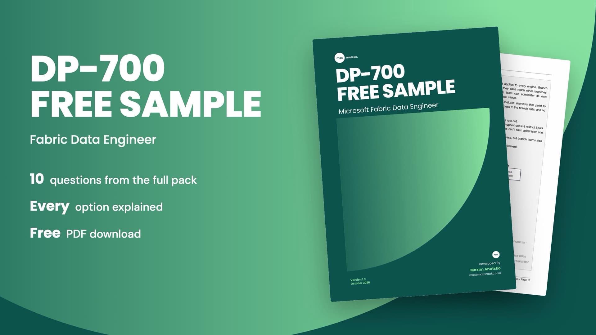 Cover of the DP-700 free sample PDF
