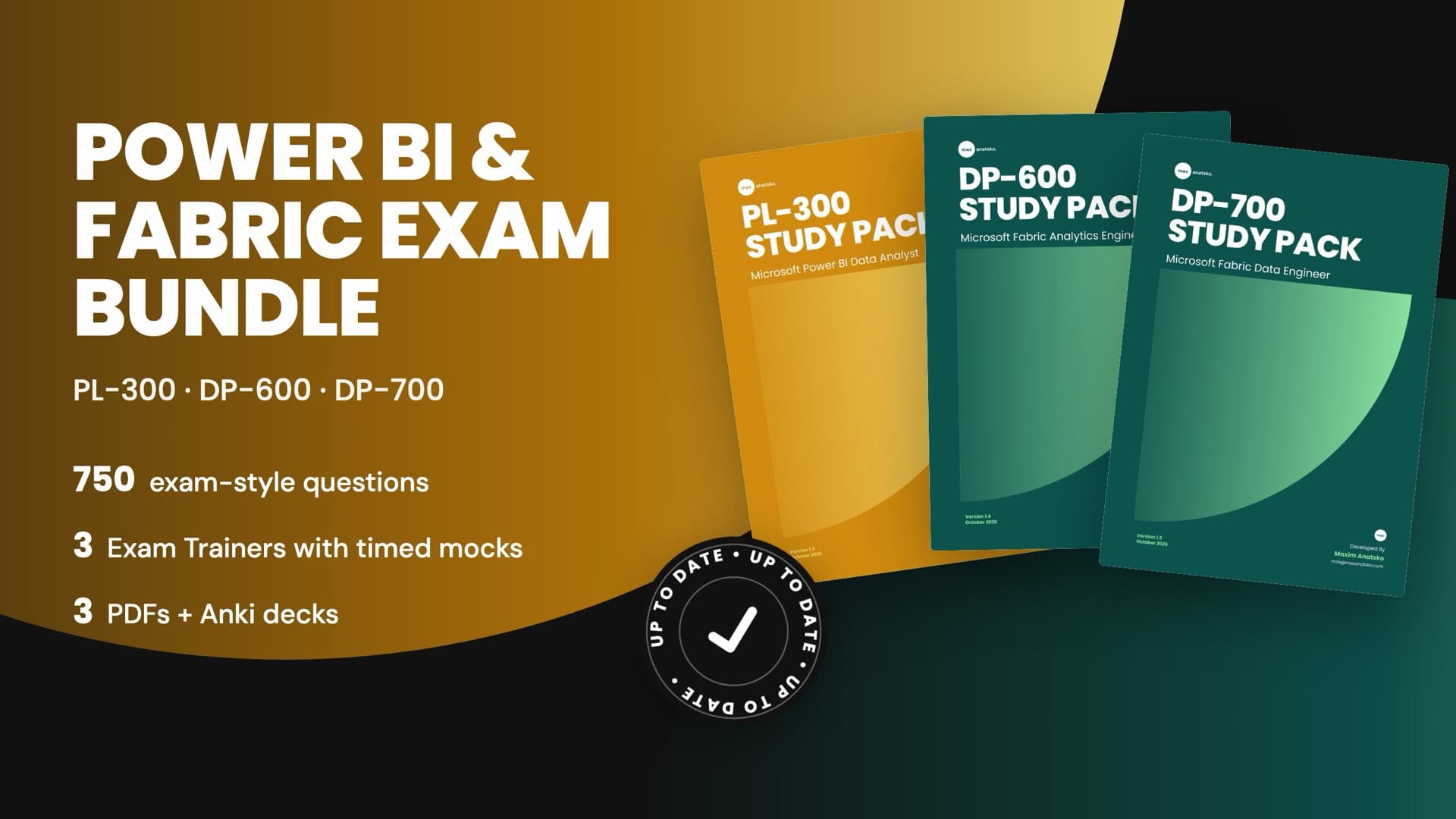 Power BI and Fabric Exam Bundle: the PL-300, DP-600 and DP-700 Study Packs