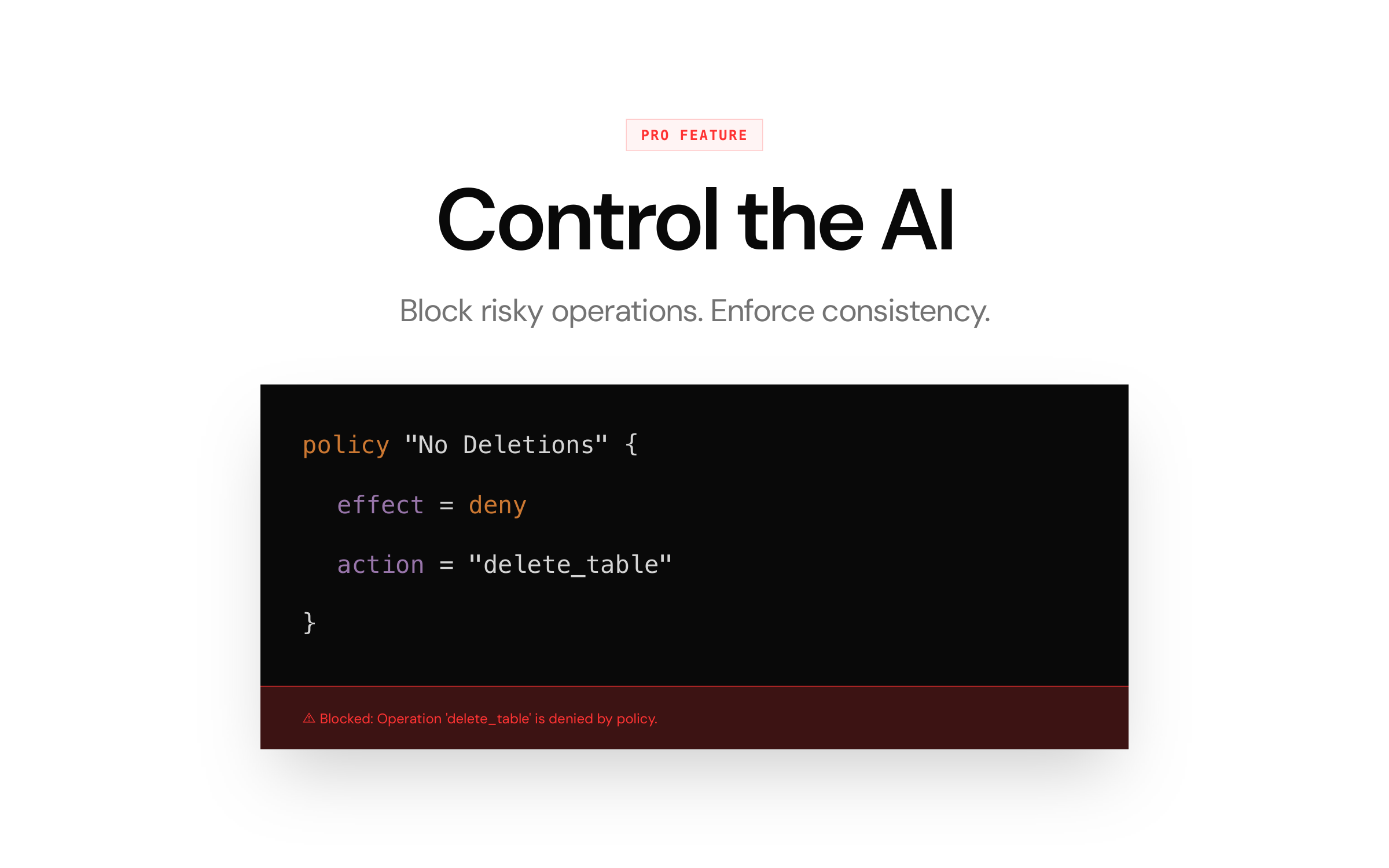 Policy engine - block, allow, or require confirmation for any operation
